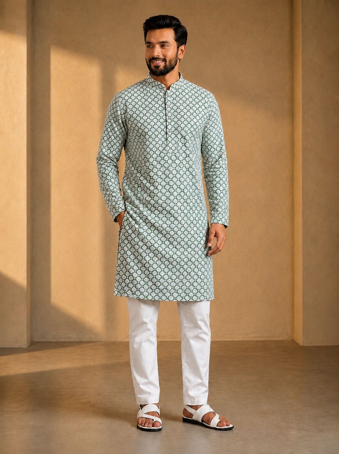 aaynvi enterprise Men Chiffon Kurta Set-picture-14