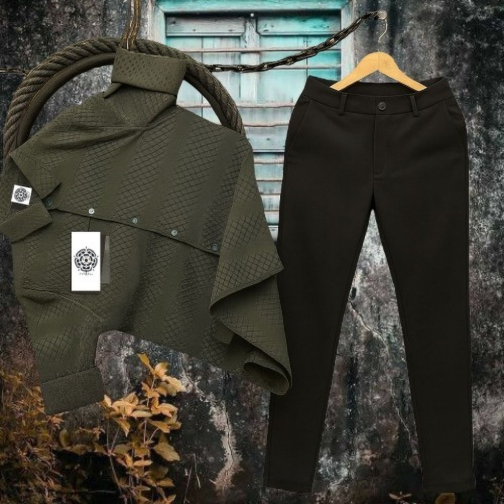 Men Cotton Blend Shirt Pant Set-image-13