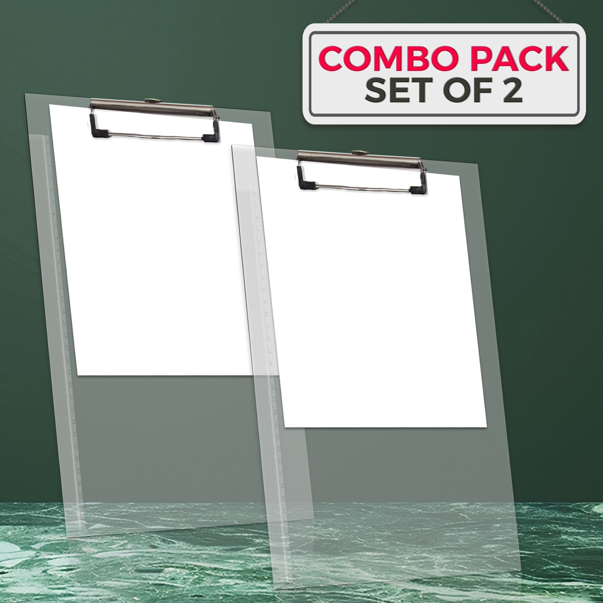 bookford Set of 2 Unbreakable Transparent Examination Paper Clipboard Combo(I)-picture-32