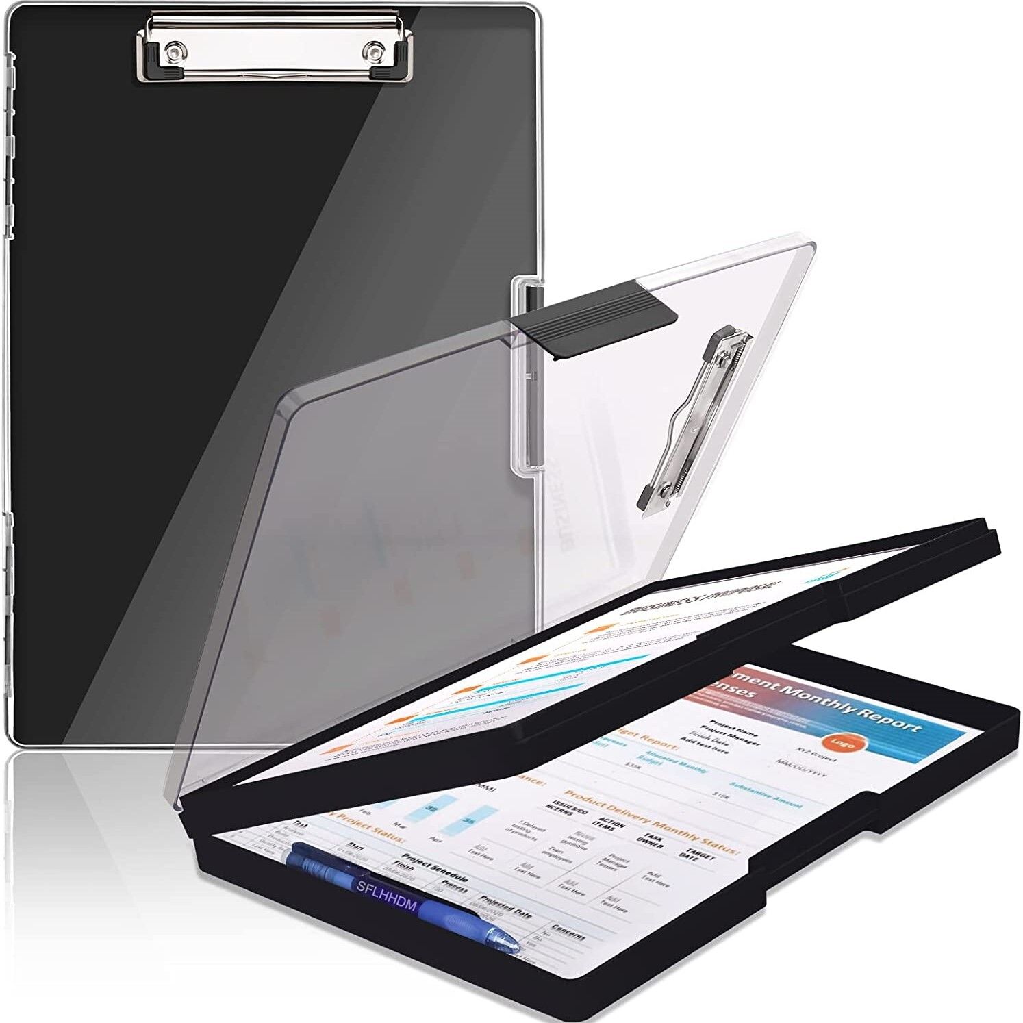 Heavy-Duty A4 Side-Opening Clip Pad with Clear Visible Top Panel-image-39