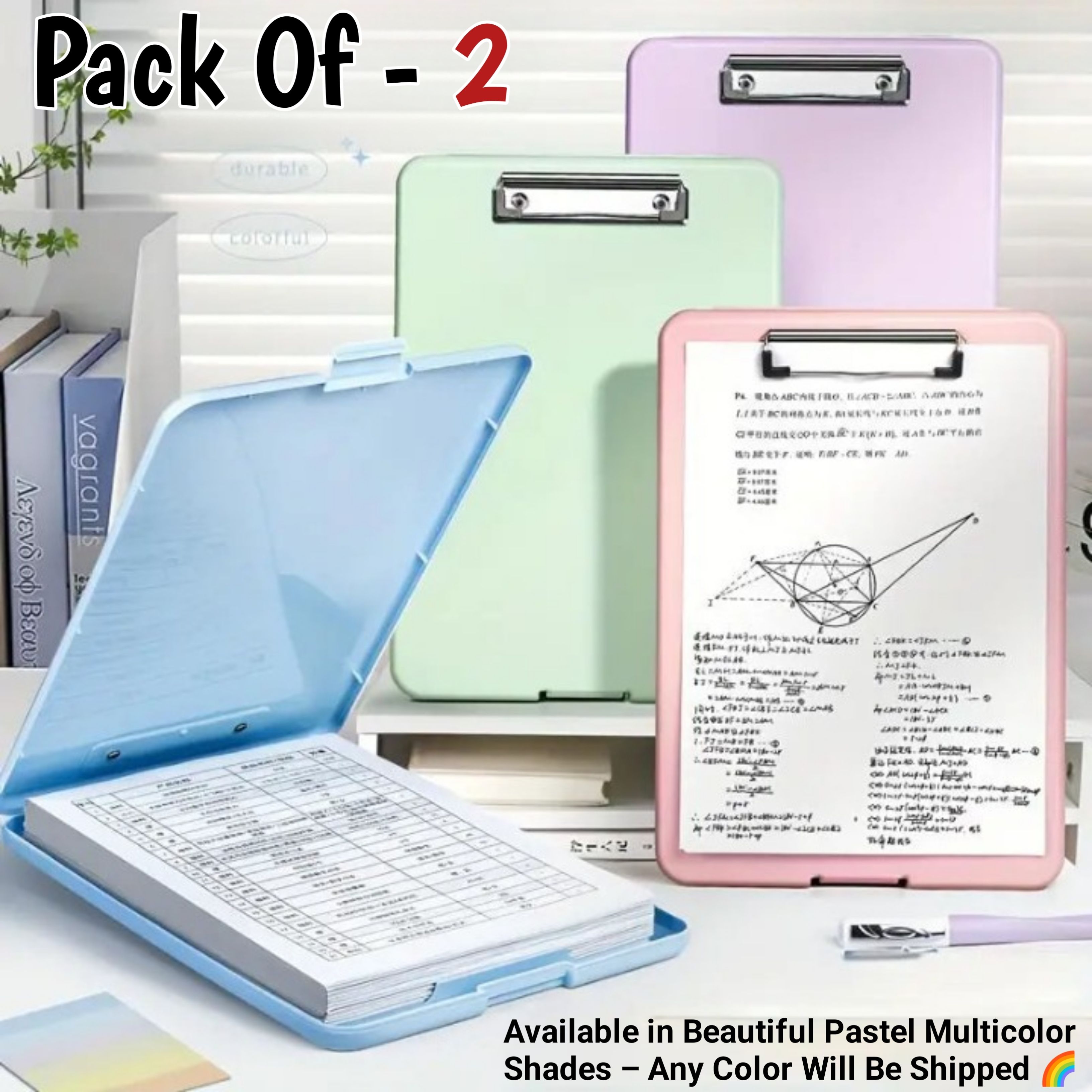 gomu pichu Clipboard Storage Case A4 for Students Notes Holder Folder (Pack of 2)-picture-19