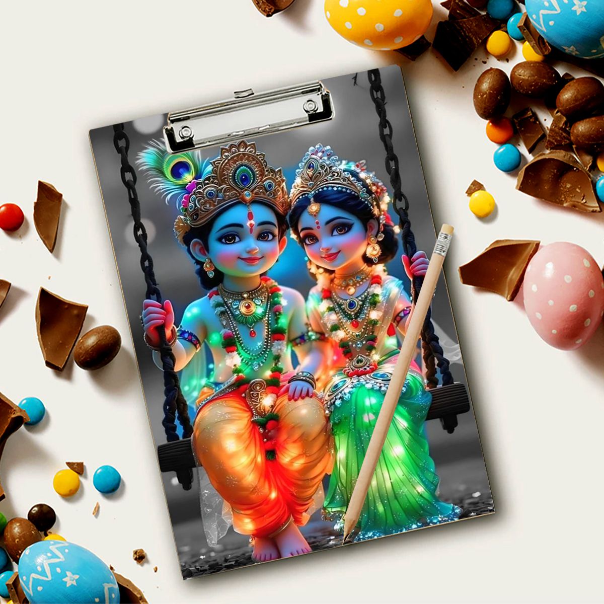 wallpaperroll Radha Krishna Wooden MDF Examination pad For Students. Size-10x14.5 inch.-picture-23