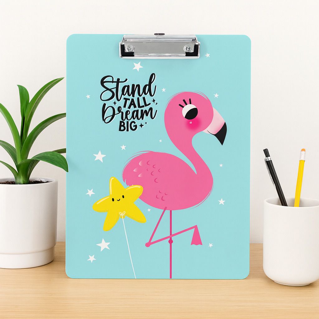 Clipboard for Exams, Drawing, Writing, (Size - 24x36 cm) Sturdy-Flamingo