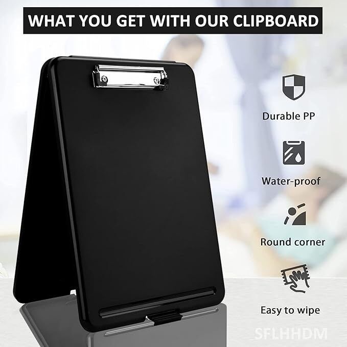 A4 Plastic Clipboard with Storage Box Document Holder with Strong Metal Clip-image-7