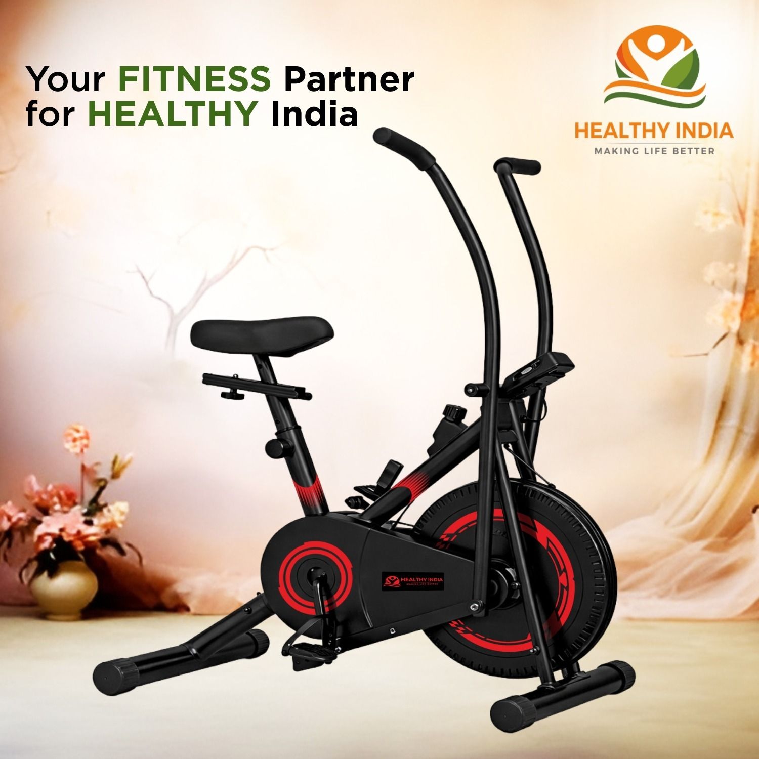 Exercise Bike Adjustable Seat Moving Handle Indoor Cardio Workout Cycle for Home Dual-Action Stationary Exercise Bike-image-17