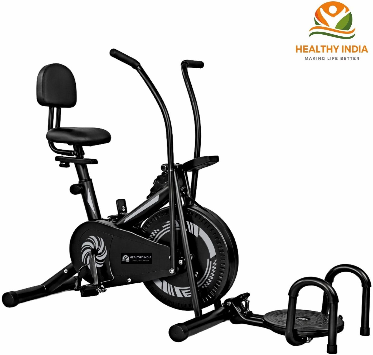 Exercise Bike 8 Level Resistance Moving Handle Twister PushUp Back Rest Support Dual-Action Stationary Exercise Bike-image-9