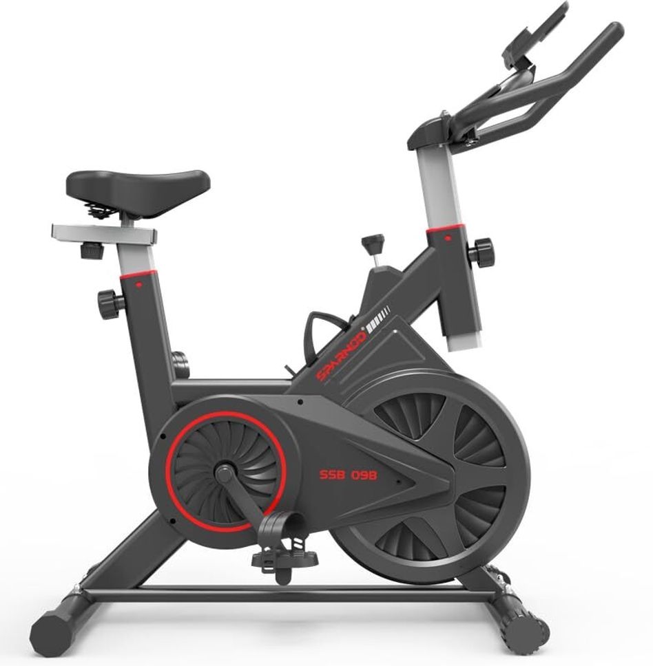 SSB-09B Spin Bike for Home Workout with Belt Drive 9KG Flywheel, Adjustable Seat Upright Stationary Exercise Bike