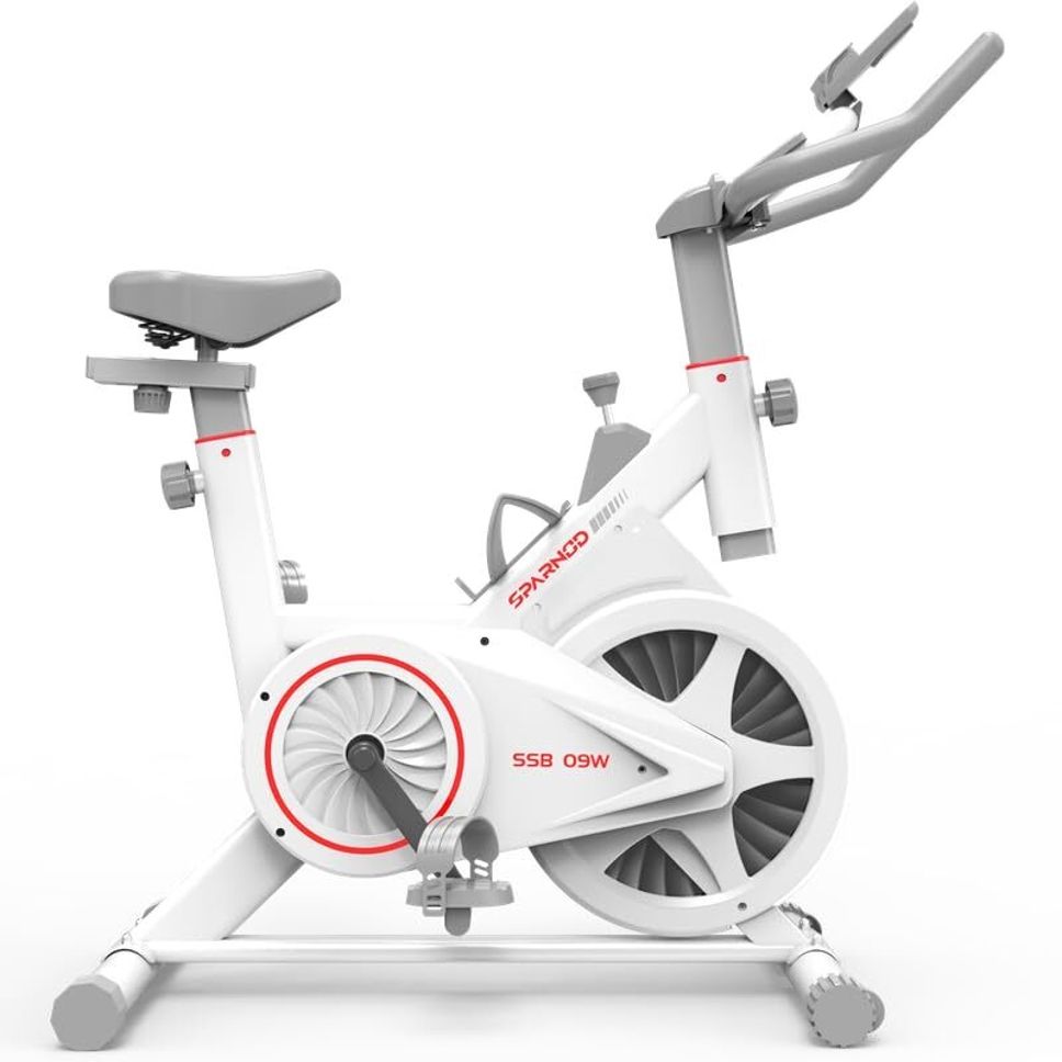 sparnod fitness SSB-09W Spin Bike for Home Workout with Belt Drive 9KG Flywheel, Adjustable Seat Upright Stationary Exercise Bike-picture-32