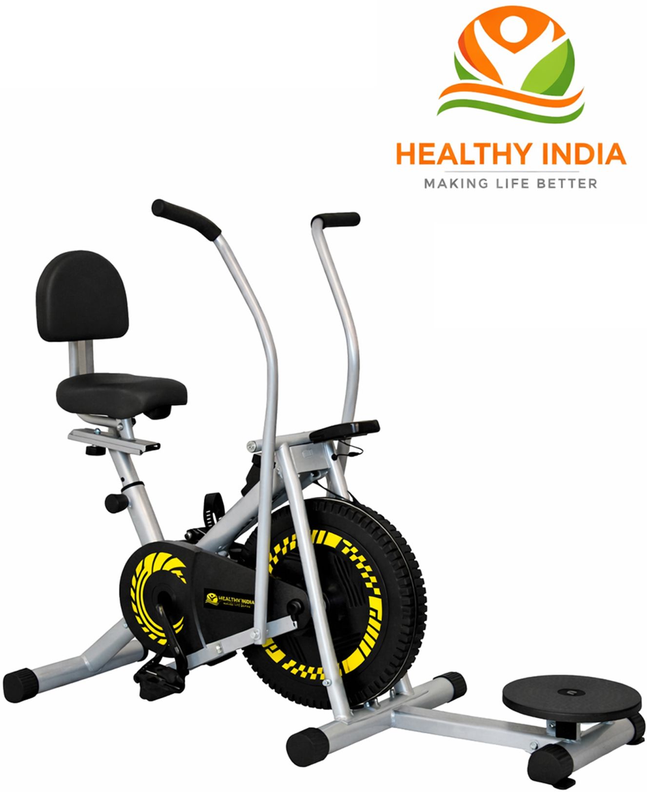 Exercise Bike Moving Handle Twister & Backrest with Resistance & Display Meter Dual-Action Stationary Exercise Bike-image-4
