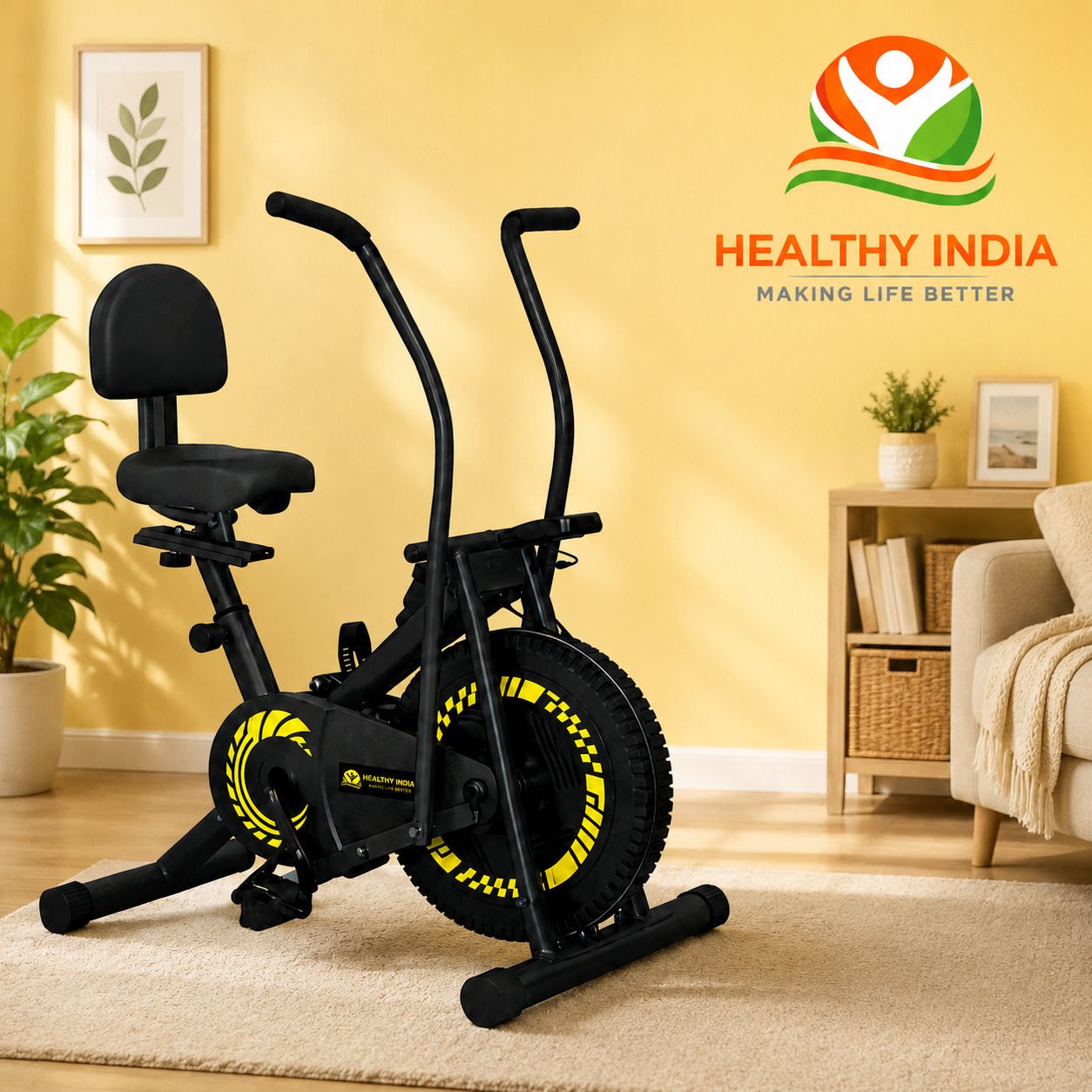 Exercise Bike with Moving Handle & Backrest for Home Cardio Workout Dual-Action Stationary Exercise Bike-image-16