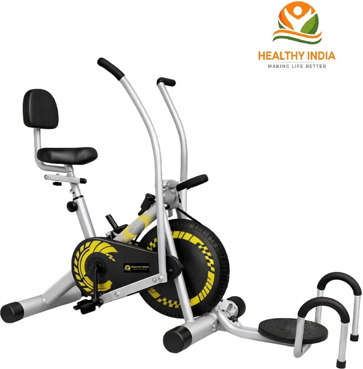 Exercise Bike Moving Handle Twister Pushup Backrest, Resistance & Display Meter Dual-Action Stationary Exercise Bike-image-23
