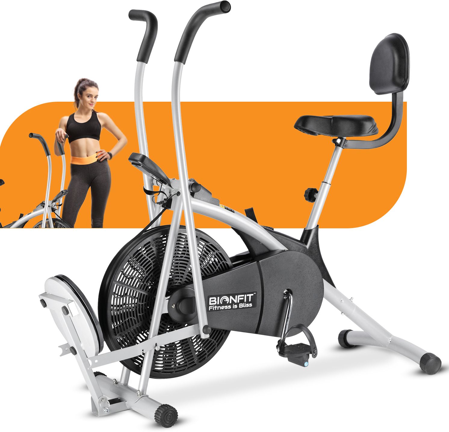 ENDURANCE PRO Air Bike with Back Support, Twister and Free Installation Service Indoor Cycles Exercise Bike