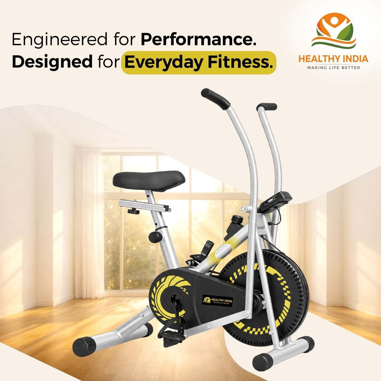 Exercise Bike Moving Handle Cardio Workout with Resistance & Display Meter Dual-Action Stationary Exercise Bike-image-19