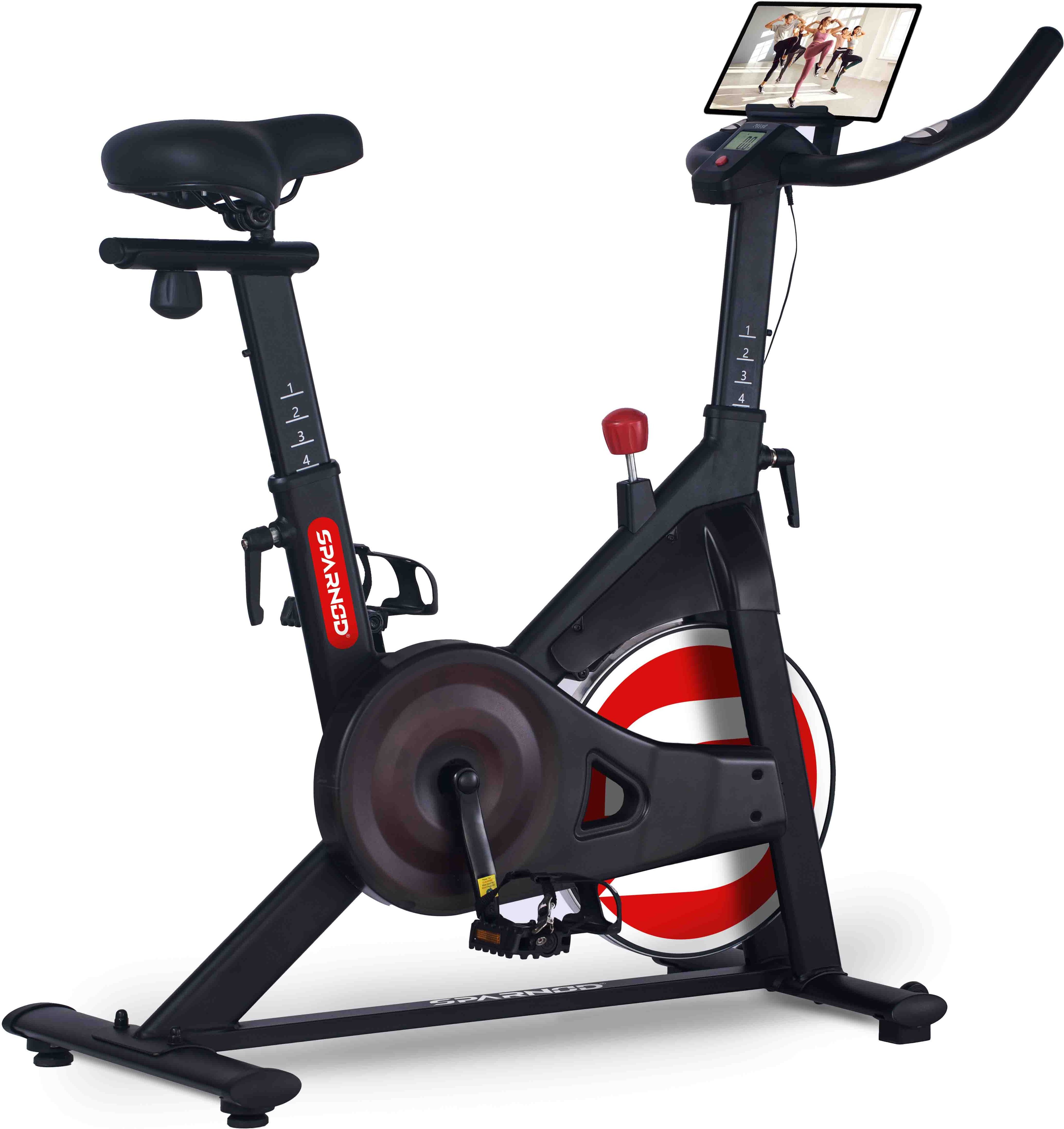 sparnod fitness SSB-10N Spin Bike with 10kg Flywheel, LCD Display & Adjustable Seat, 125kg Upright Stationary Exercise Bike-picture-11