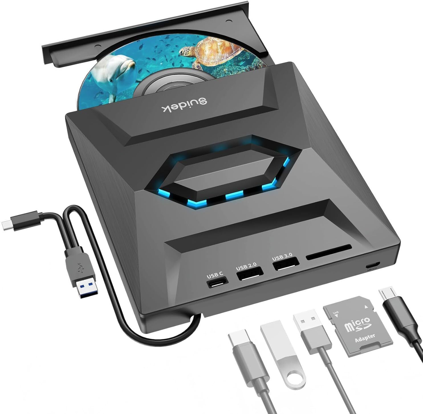1Goal External CD DVD Drive, USB C Portable CD/DVD +/-RW Burner Player External DVD Writer