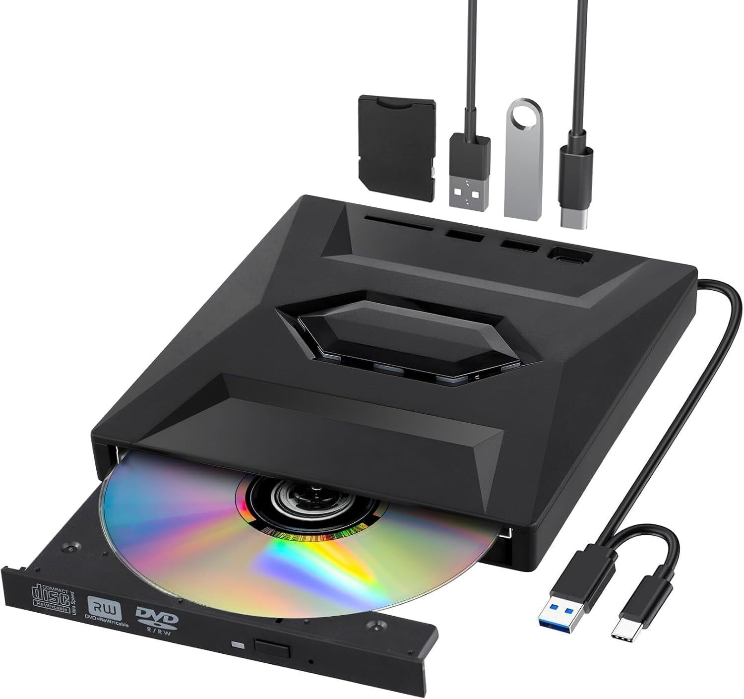 Tobo DVD Drive USB 3.0 Type-C USB Portable Player for Laptop CD DVD TD-1318UG External DVD Writer