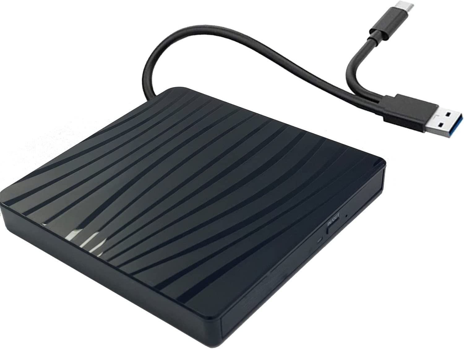 VOOCME External DVD Drive ,USB 3.0 Type-C CD DVD /RW Optical Drive Rewriter Writer External DVD Writer