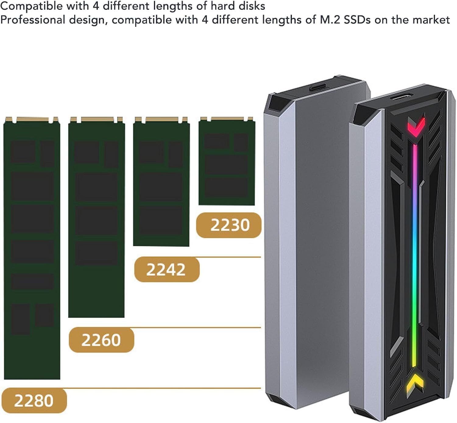 ULTRABYTES A-B-C M.2 Nvme PCIE NGFF SATA SSD Enclosure, 10Gbps USB3.1 Gen2 Portable 2.5 inch Portable NVME Enclosure-image-42