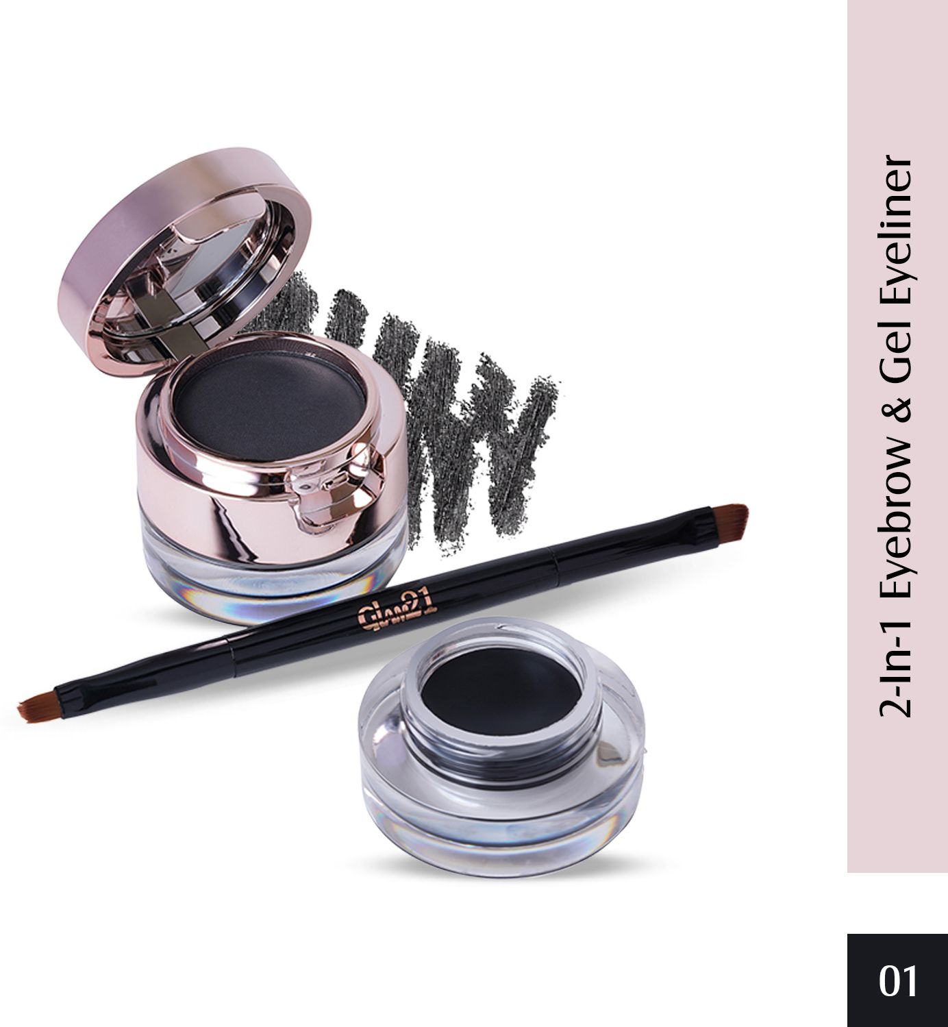 glam21 cosmetics 2-in-1 Eyebrow & Gel Eyeliner-Intense Black Color|Quick Dry, Smudge & Waterproof 4 g-picture-3