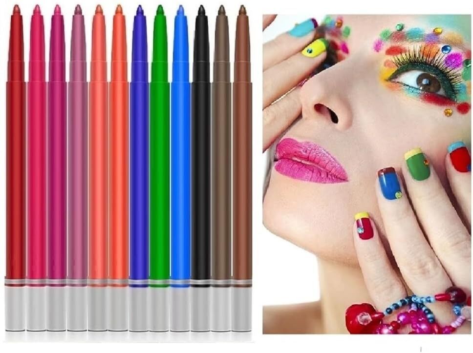 Eye Kajal Pencil Set|Waterproof, Smudge-Proof & Long Lasting(12 Shades)-image-11