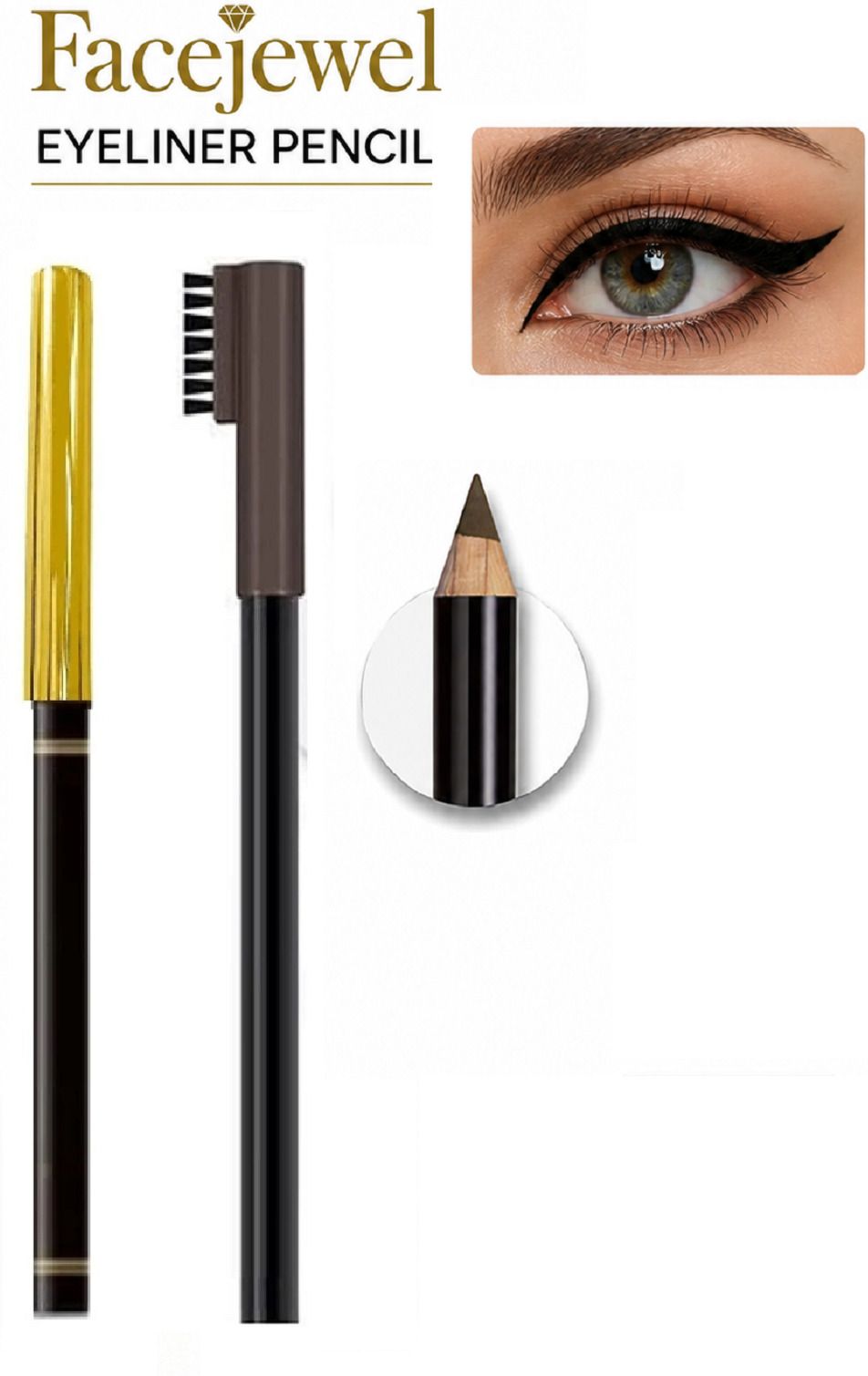 Waterproof Eyebrow Pencil With Brush & Eyeliner Pencil Long Lasting Natural 3.8 g-image-28