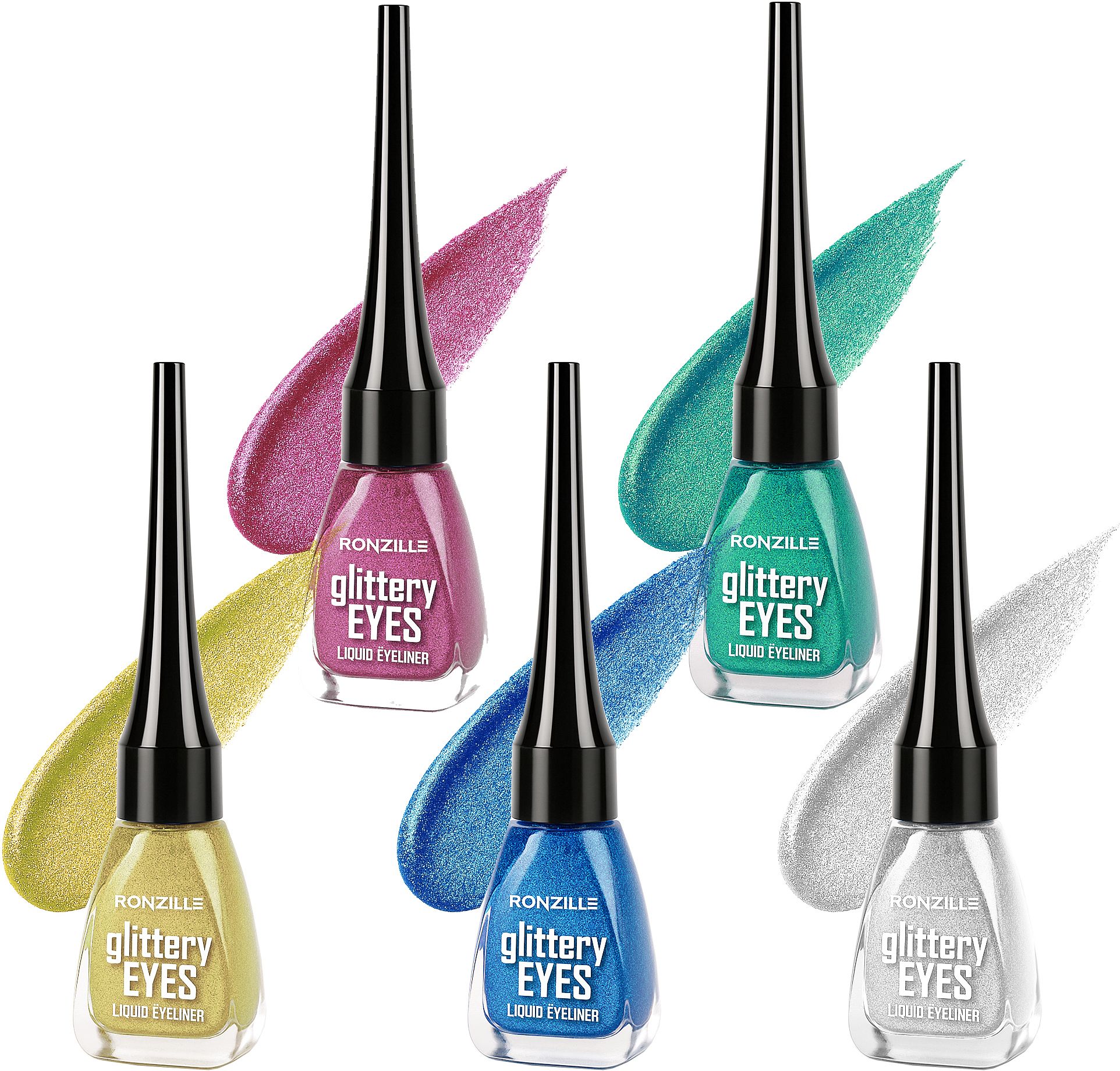 Combo of 5 Waterproof shimmer Metallic Glitter Eyeliner ( Blue,Green,Gold,Pink,Silver) 25 ml-image-6