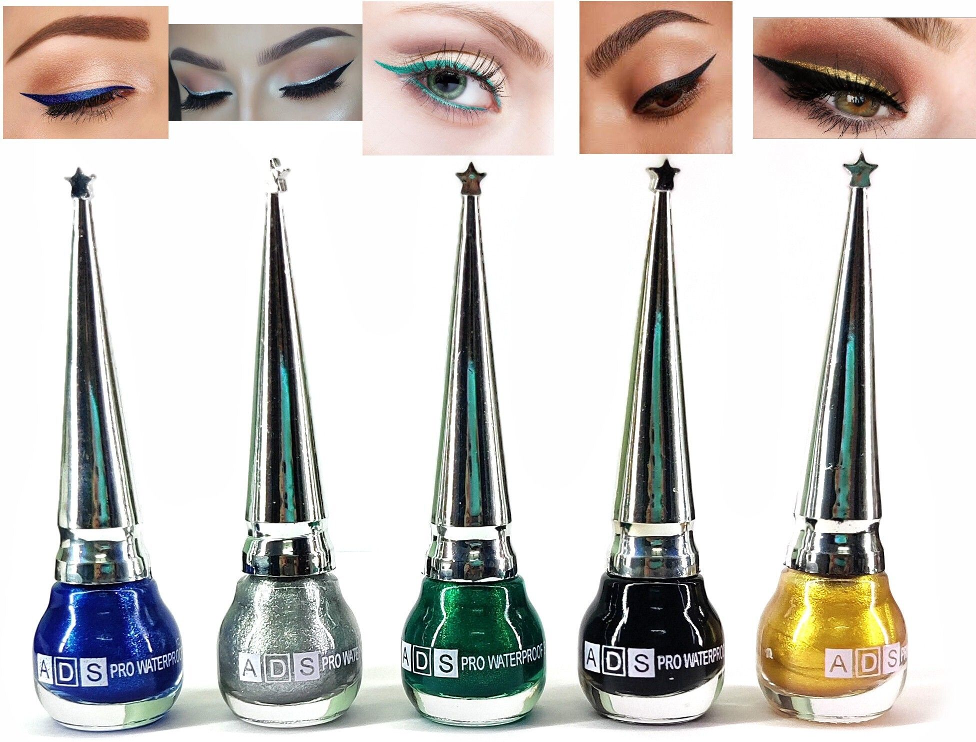 Smudge 0proof Liquid Glitter Eyeliner Blue, Silver, Green, Black Matte, and Golden 25 ml