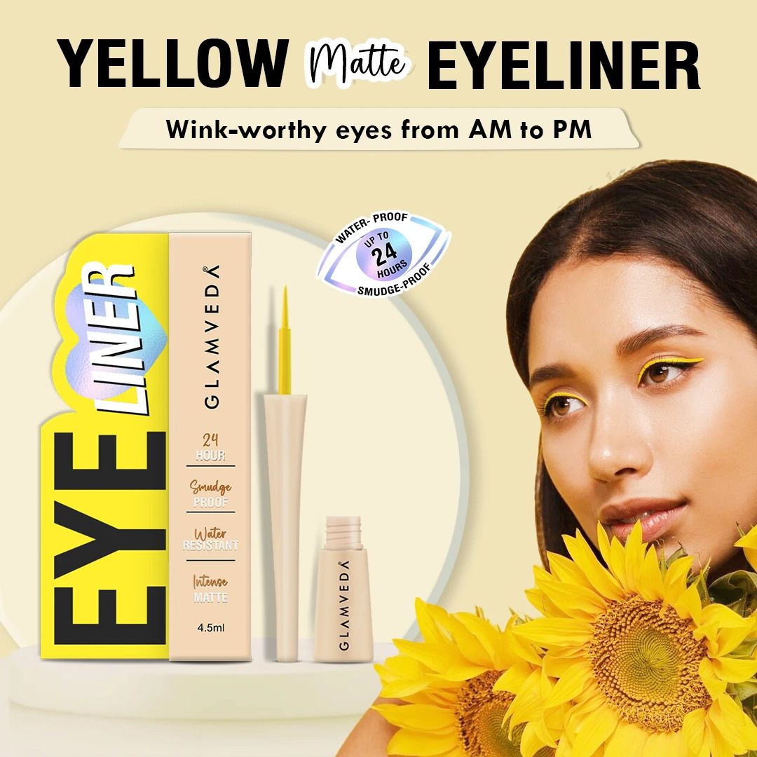 Super Matte Liquid Eyeliner Intense Yellow | 24 hour Long stay | Quick Drying 4.5 ml-image-3