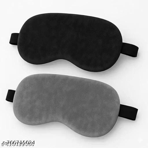 Eye Mask Super Smooth, Secure Fit (Black, Grey) (Pack Of 2) (2 g)