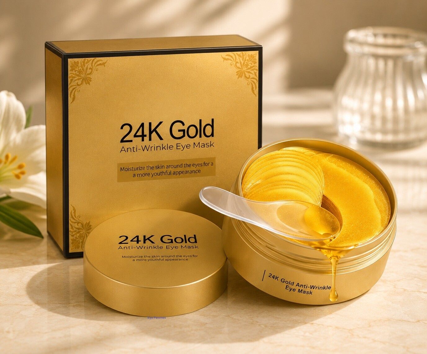 24K Gold Hydrogel Eye Patches Skin Care Collagen Hydrogel Hydrating Brightening-image-5