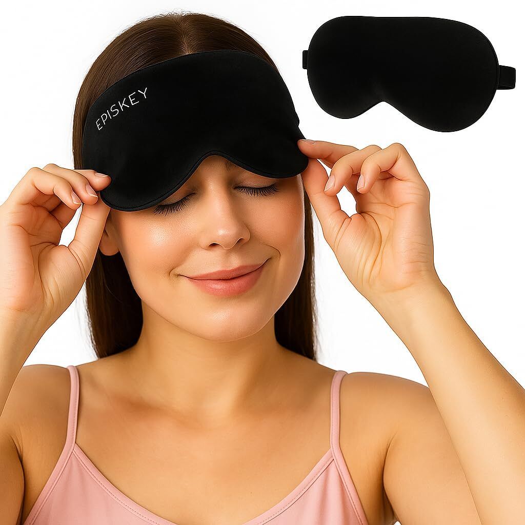 Premium soft Velvet EyeMask with Adjustable Strap 100% Blackout Deep Sleep-Black-image-33