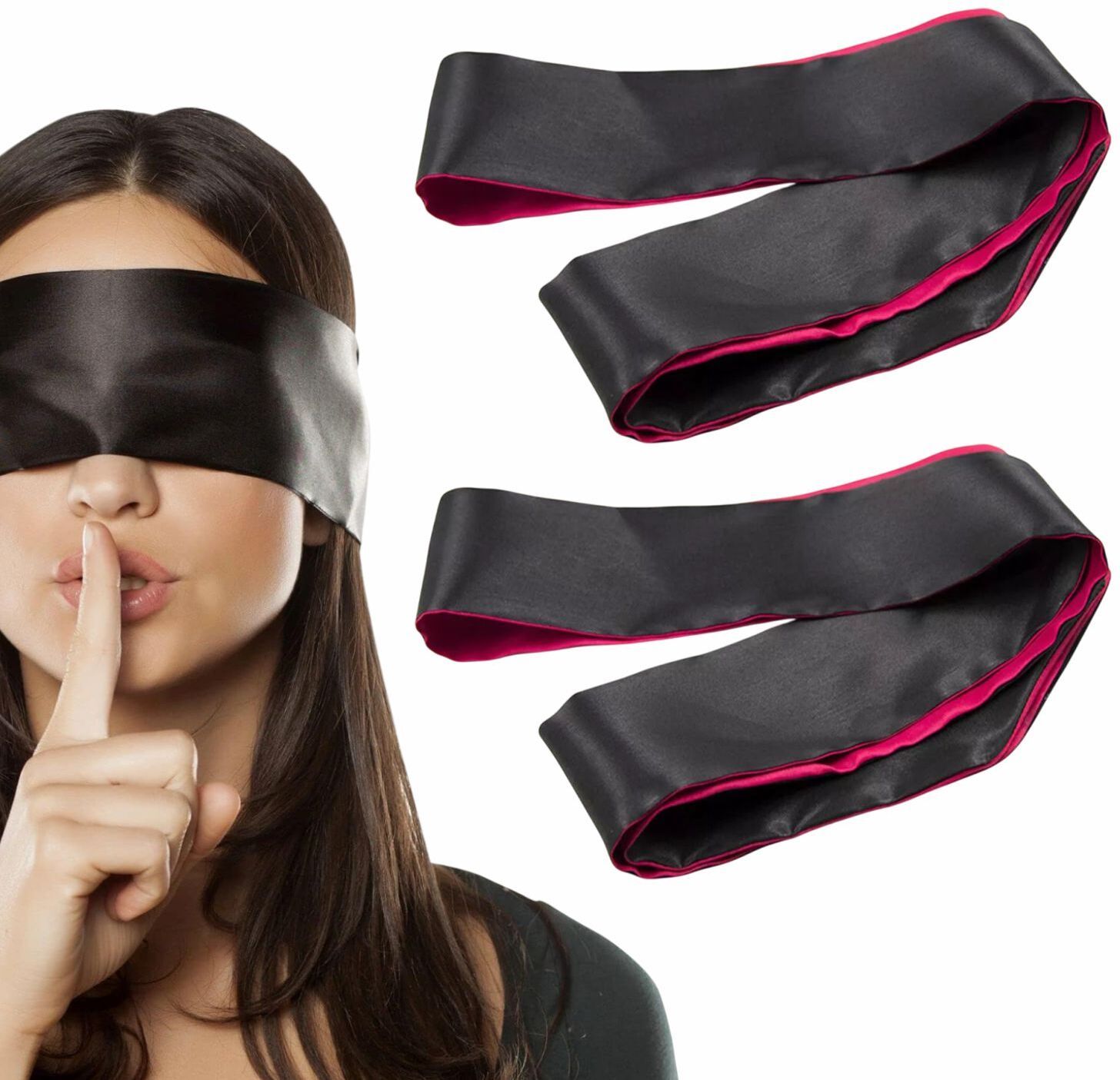2 pack soft silk satin romantic blindfold for couples restraint play ribbon