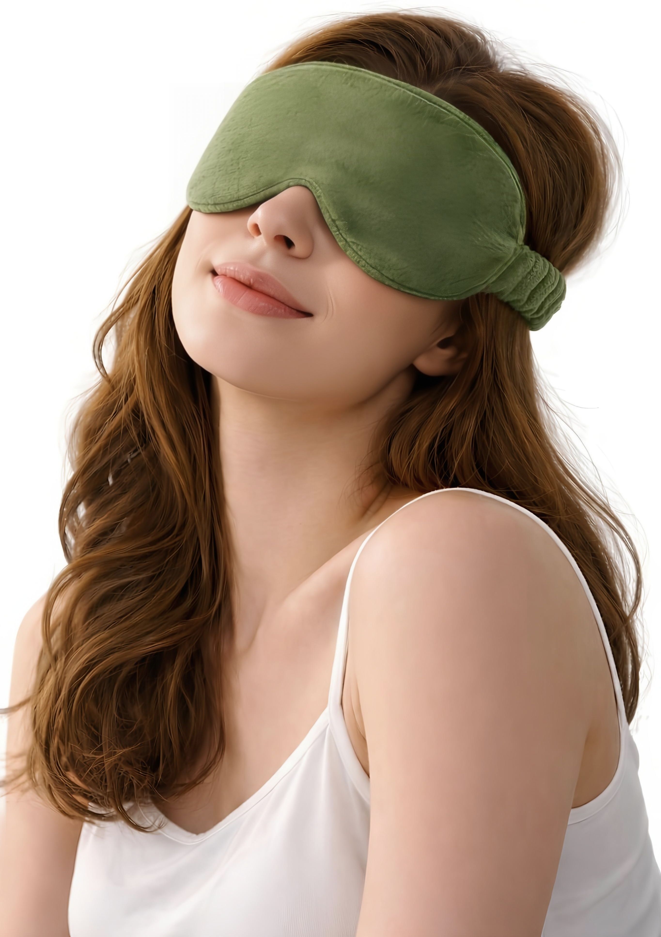 Premium and Unisex Olive Green Velvet Eye Mask with Elastic Strap for Sleeping-image-19