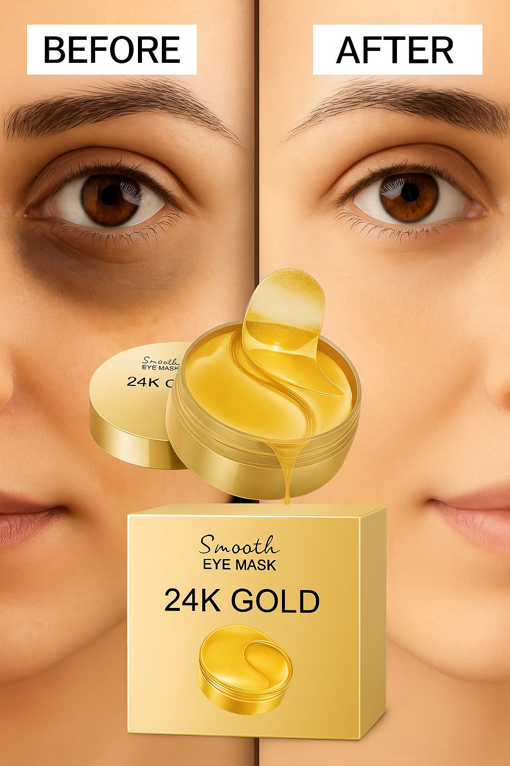 24kGold Eye Mask For Dark Circles & Puffiness | Anti Wrinkle Eye Patch (60 Pack)-image-29