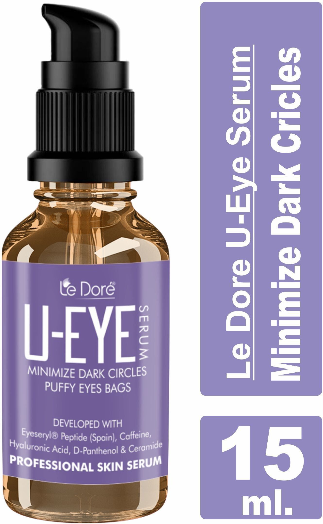 U-Eye Under Eye Serum – With Eyeseryl Peptides Caffeine Hyaluronic Acid Veg Ceramide Coffee Seed Extract | Helps Remove Dark Circles, Fine Lines, Wrinkles and Puffy Eyes (15 ml)-image-6