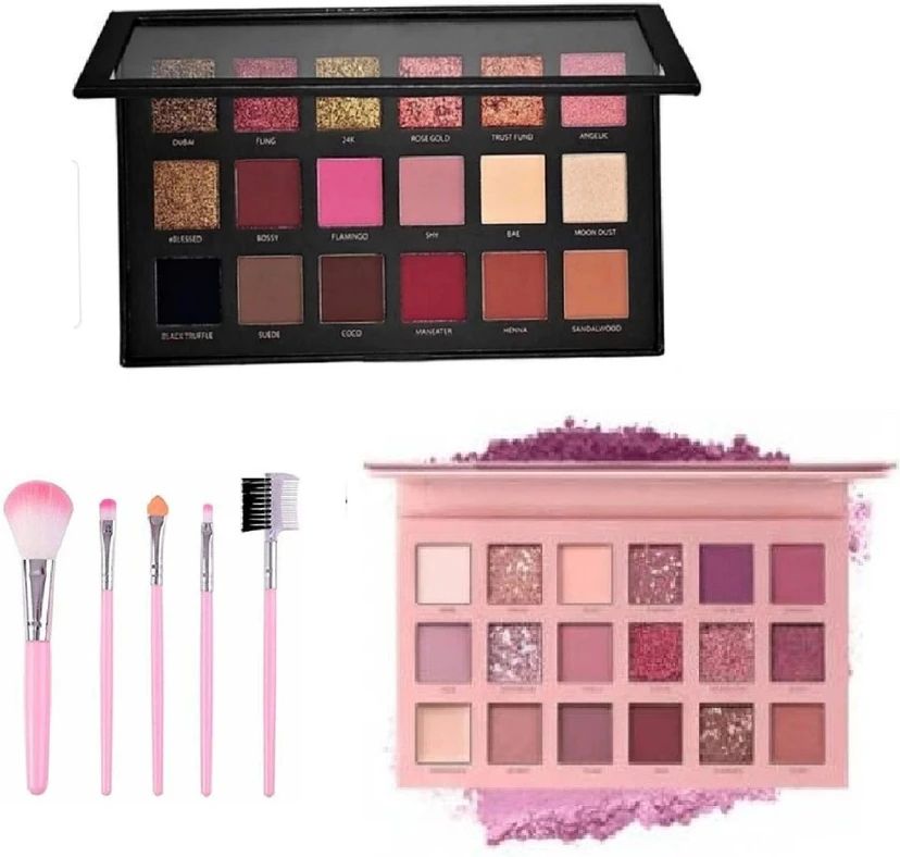 Rose Gold Eyeshadow Palette With Nude Colors Eyeshadow Palette And 5 in 1 brush 36 g-image-17