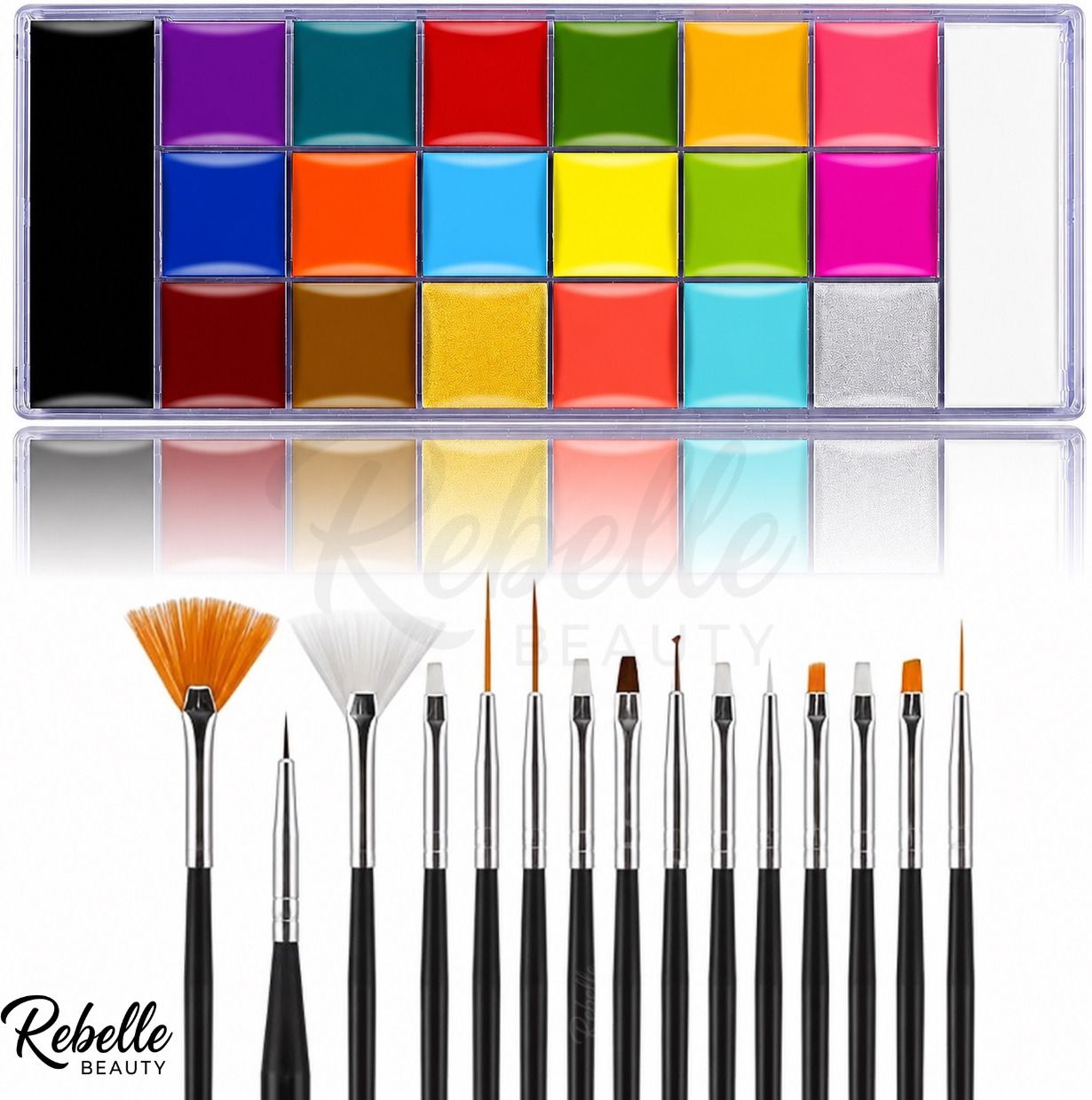 Paint Makeup Palette With 15 Brushes 20 Colors Body Paint Non Toxic Palette-image-49