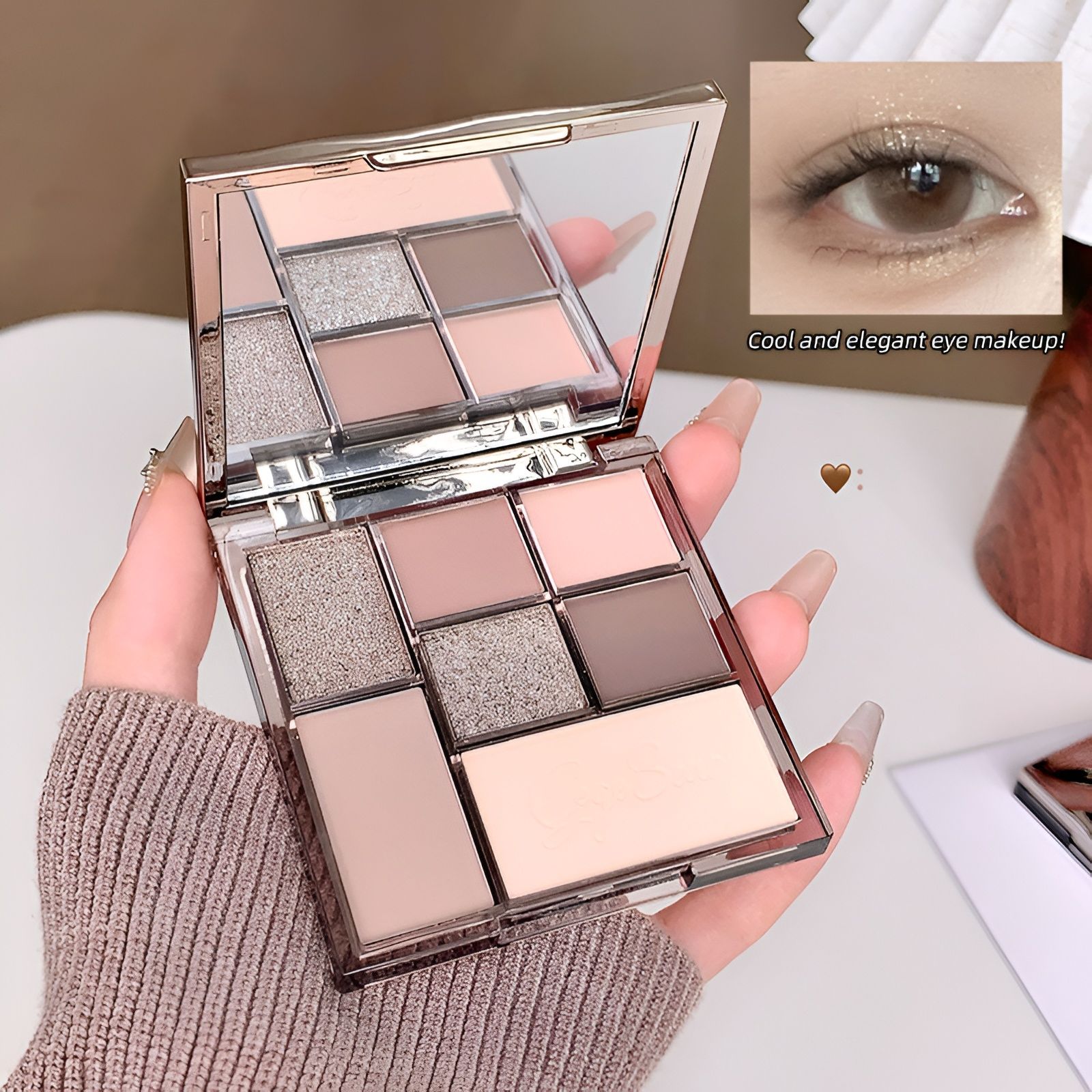 7 Color Matte & Shimmer Eyeshadow Palette for Natural & Glam Eye Makeup 10.6 g-image-40