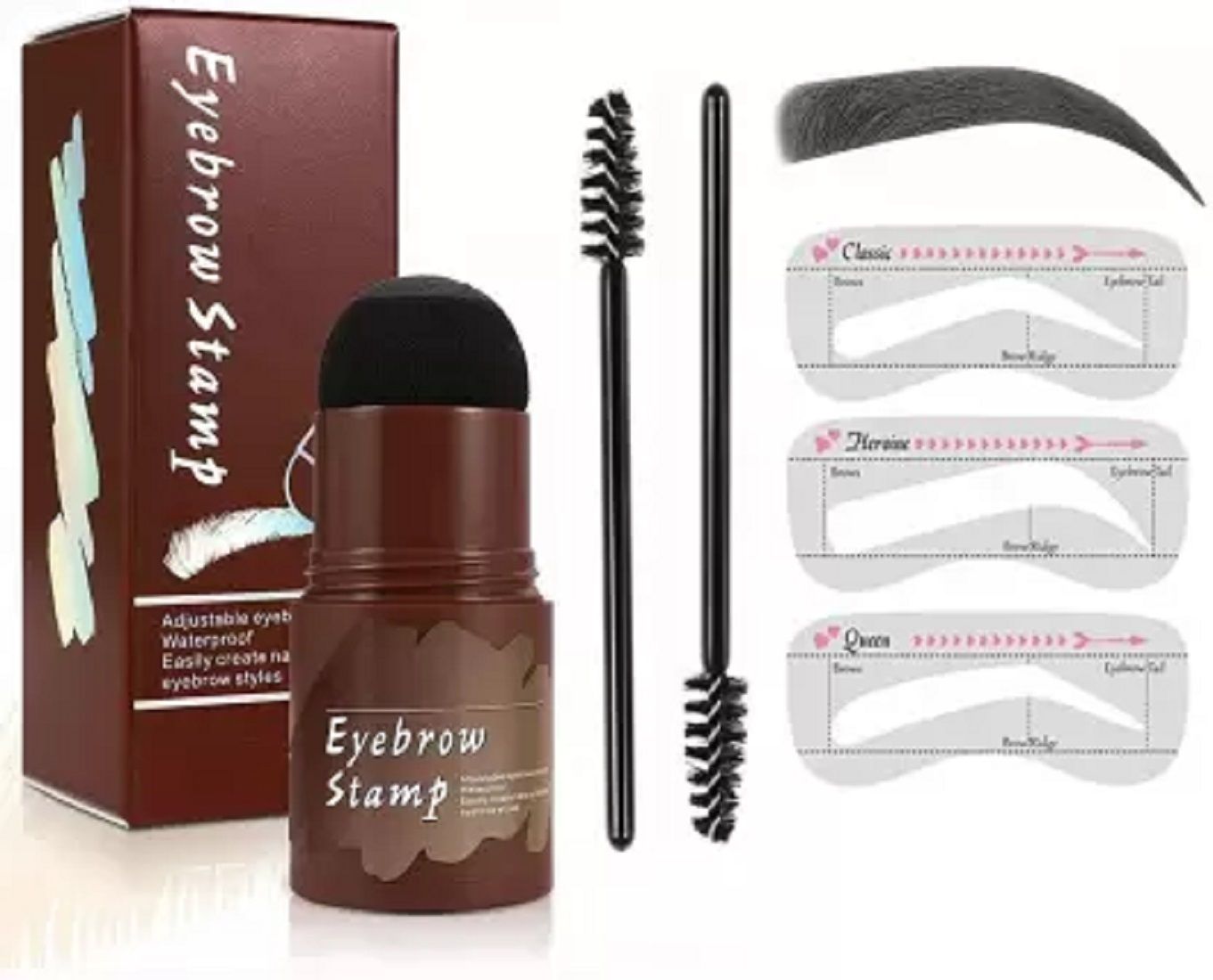 Beauty Eyebrow Makeup Kit - Eyebrow Stamper + 3Pcs Stencil + 2Pcs Brush 10 g-image-42
