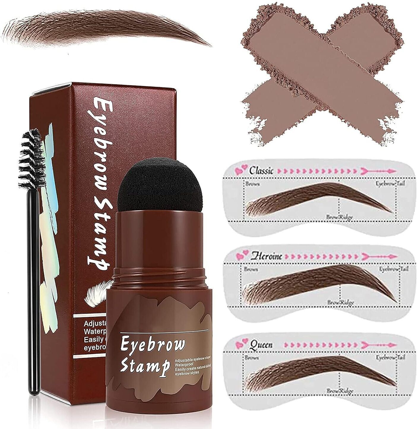 Eyebrow Stamp Stencil Kit, Eyebrow Stencils with 3 Pc (Dark Brown) 10 g-image-21