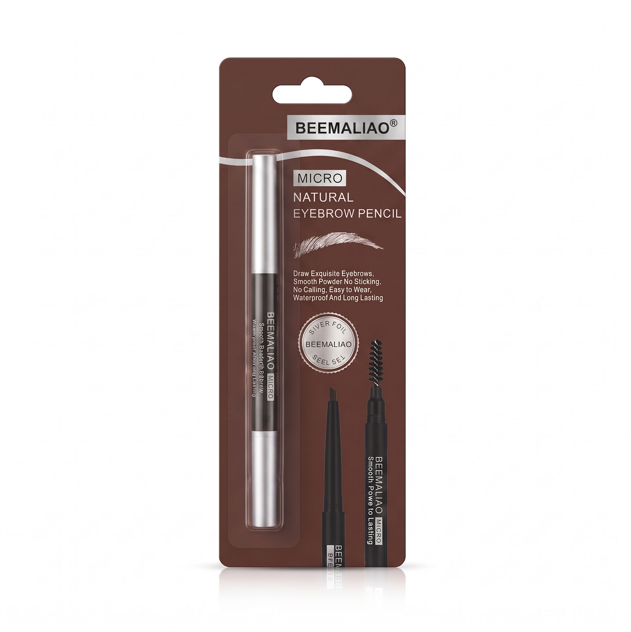 Micro Natural Waterproof Eyebrow Pencil Dual Ended with Spoolie-image-37