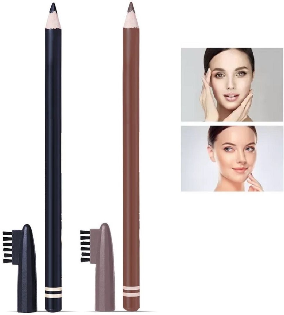 Matte 2in1 Eyebrow Pencil, Black & Brown Shade Long Lasting Brow Definer-image-44