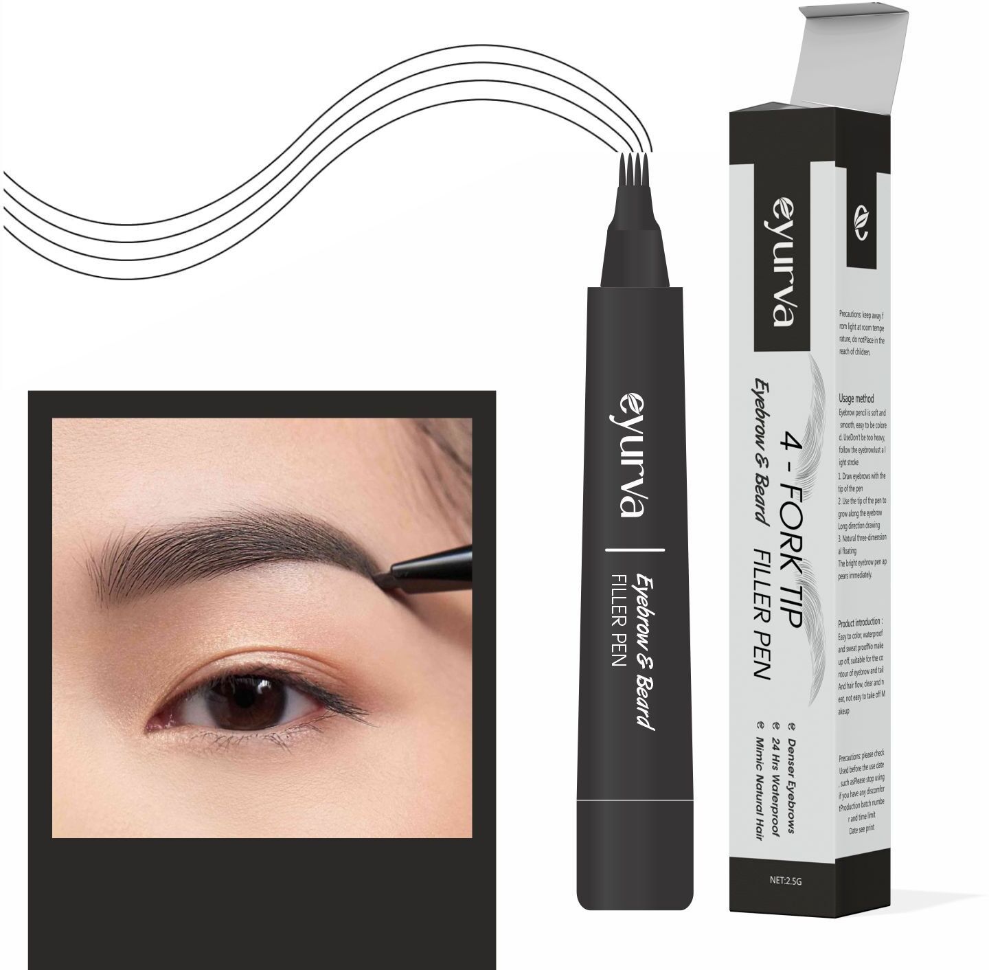 4 tip eyebrow contouring pen | natural black eyebrow pen-image-35