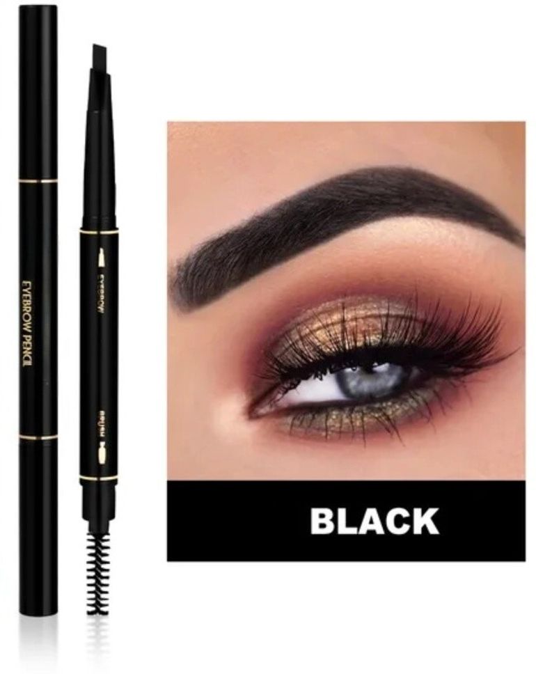 Black Eyebrow Pencil with Brush|Waterproof, Fade-Resistant,Natural Brow Enhancer
