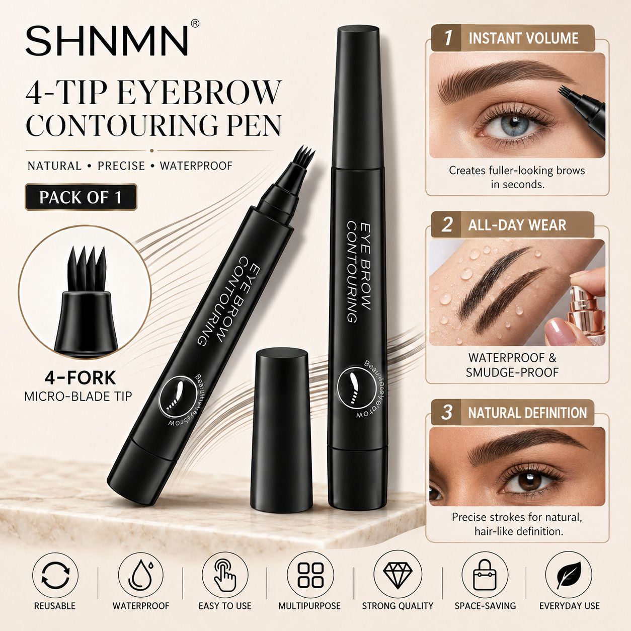 Waterproof Black Eyebrow Pencil with 4 Point MicroFork Tip-image-43