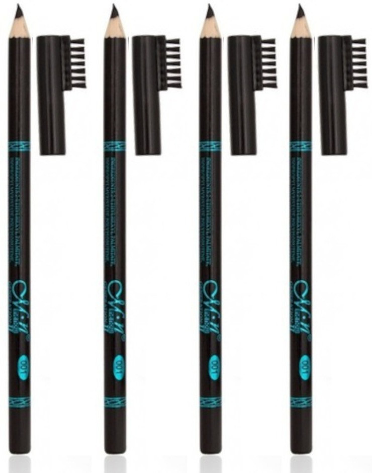 indiana huda 4 Pcs Long Lasting And Waterprof Jet Black Perfect Eyebrow Pencil With Brush image 1