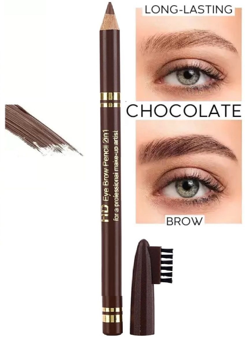 New HD 2in1 Eyebrow Pencil Dark Brown And Brush-image-42
