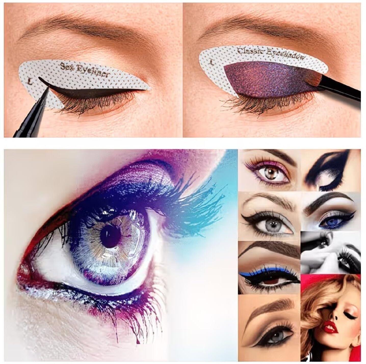 Smokey Eyeshadow Guide & Cat Eyeliner Template Perfect Quick Stencils for Women Eyebrow Stencil-image-17
