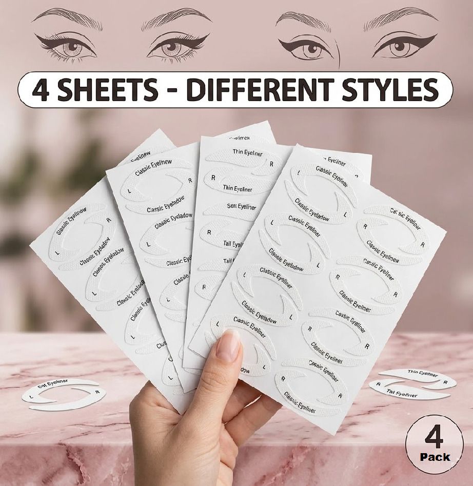 Eyeshadow & Eyeliner Stencil Sticker for Perfect Winged Look (Pack of 4 Sheets) Eyebrow Stencil-image-38