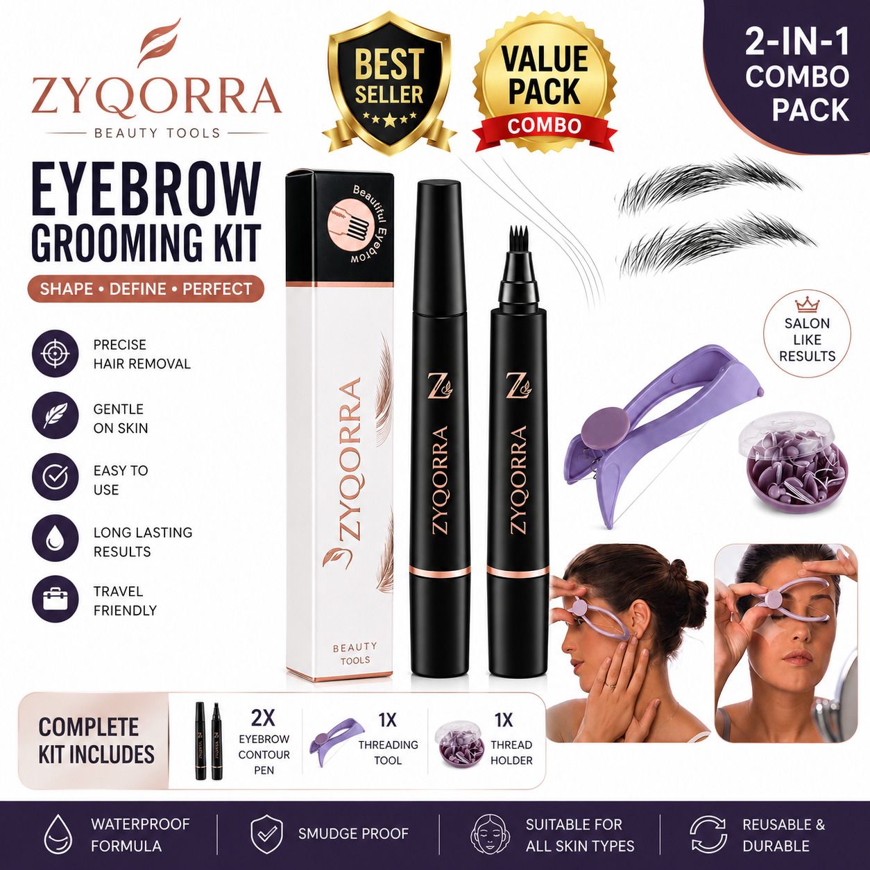 zyqorra Eyebrow Threading Kit Facial Hair Removal Thread Kit Eyebrow Thread-picture-13